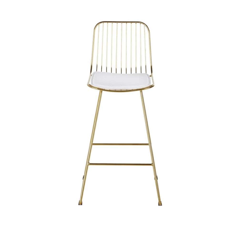 Chaise pour îlot central en acier doré et blanche H65 — vue 3