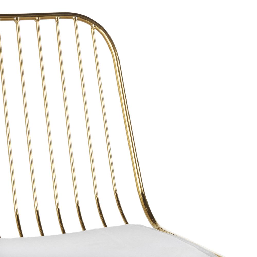 Chaise pour îlot central en acier doré et blanche H65 — vue 4