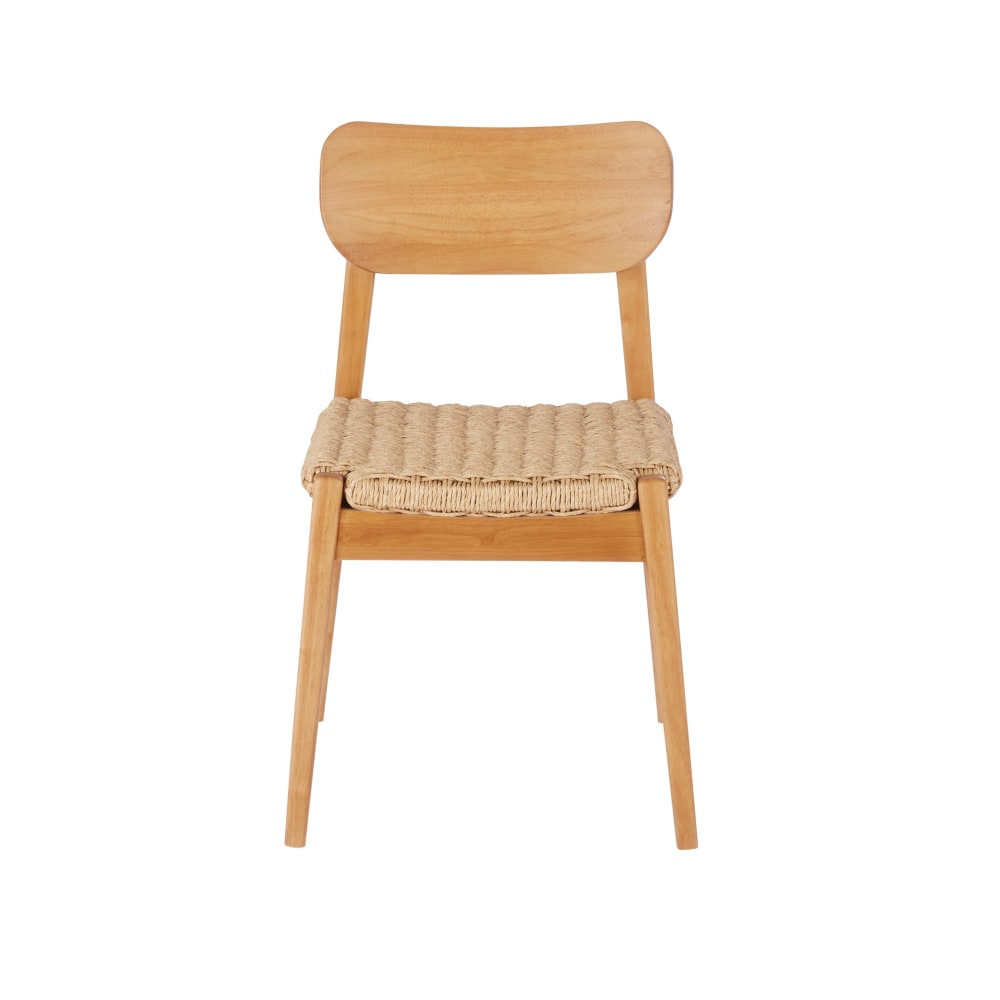 Chaise professionnelle en bois d'hévéa et tressage marron - Maisons du Monde