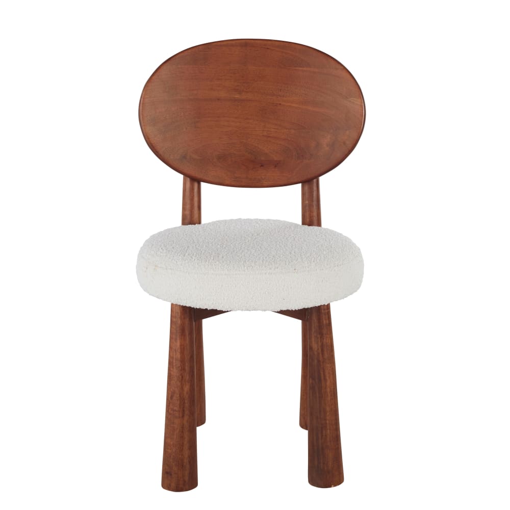 Chaise professionnelle en bois d'hévéa massif et bouclettes écrues — vue 3
