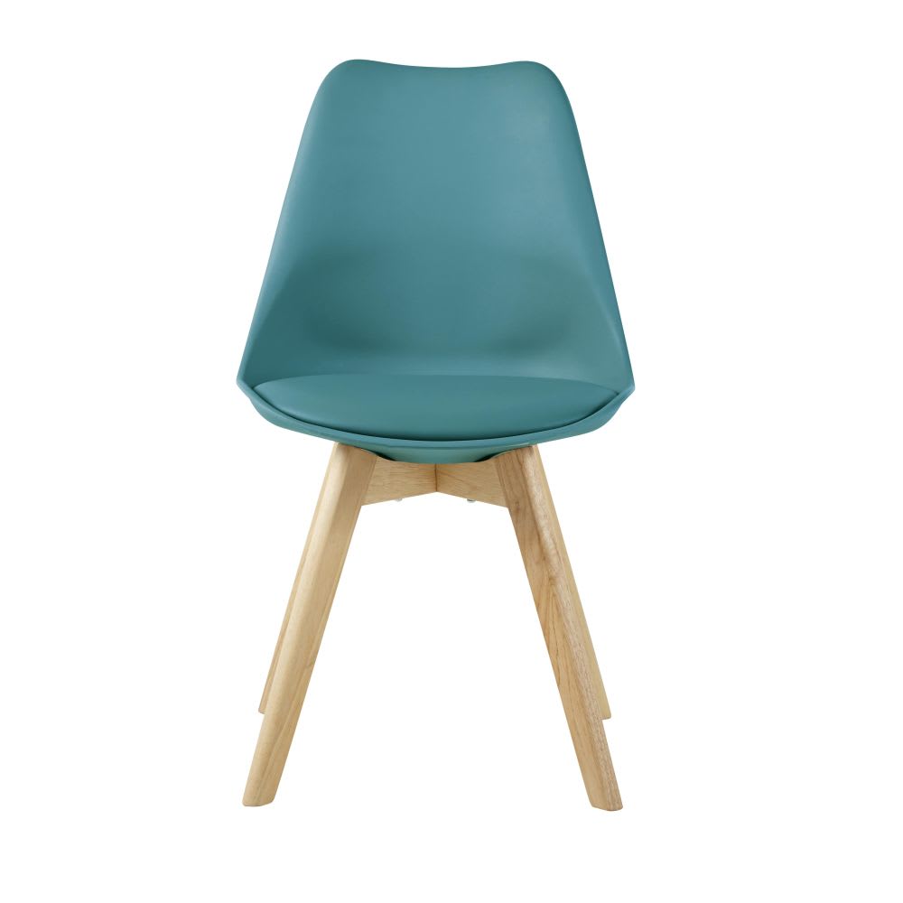 Chaise style scandinave bleu canard et hévéa - Maisons du Monde