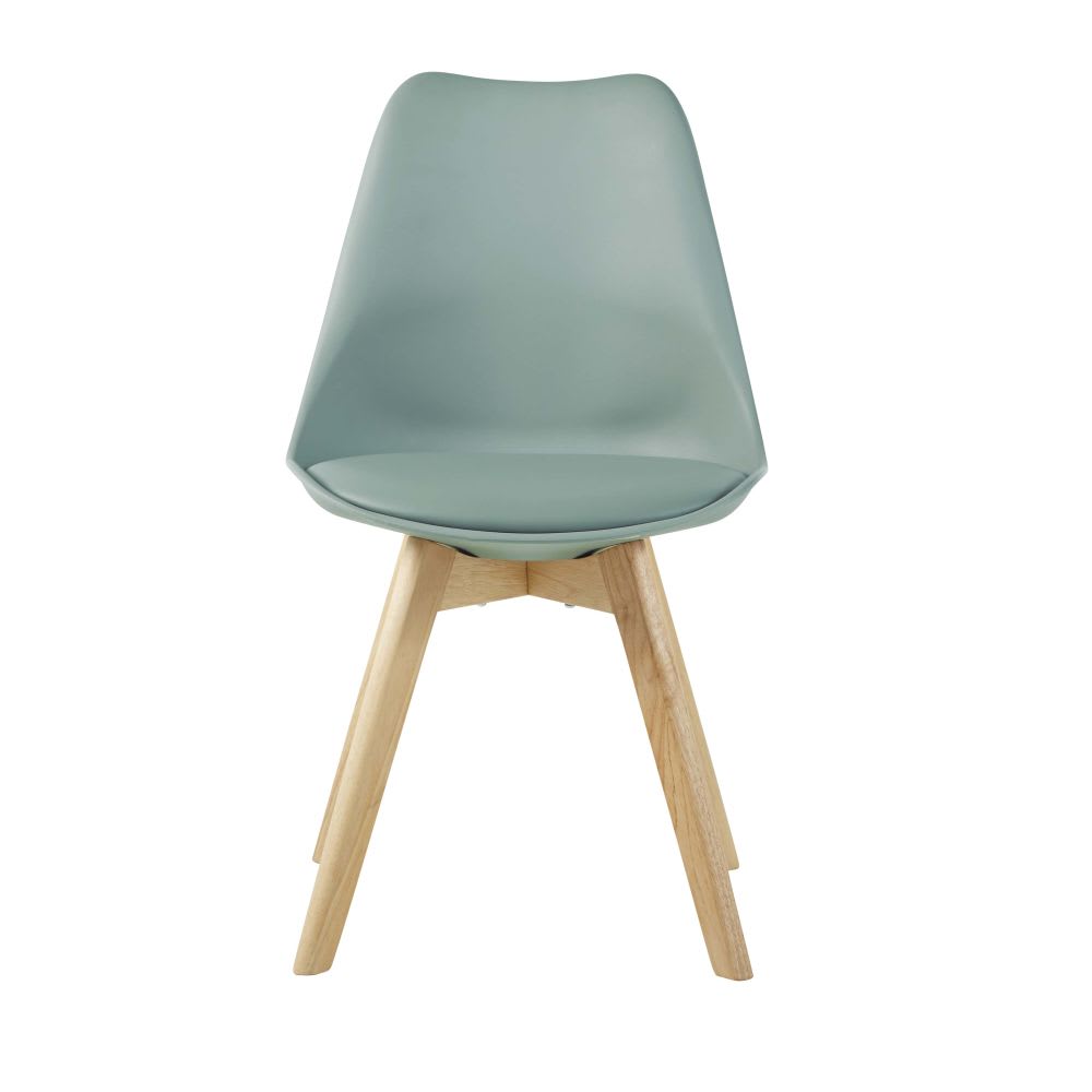 Chaise style scandinave en polypropylène vert sauge et hévéa — vue 4