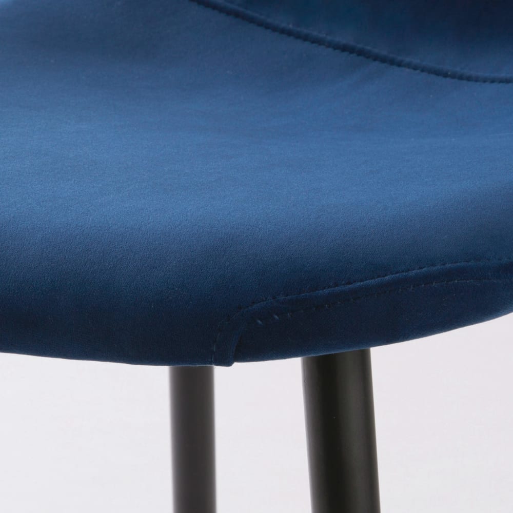 Chaise style scandinave en velours bleu — vue 4