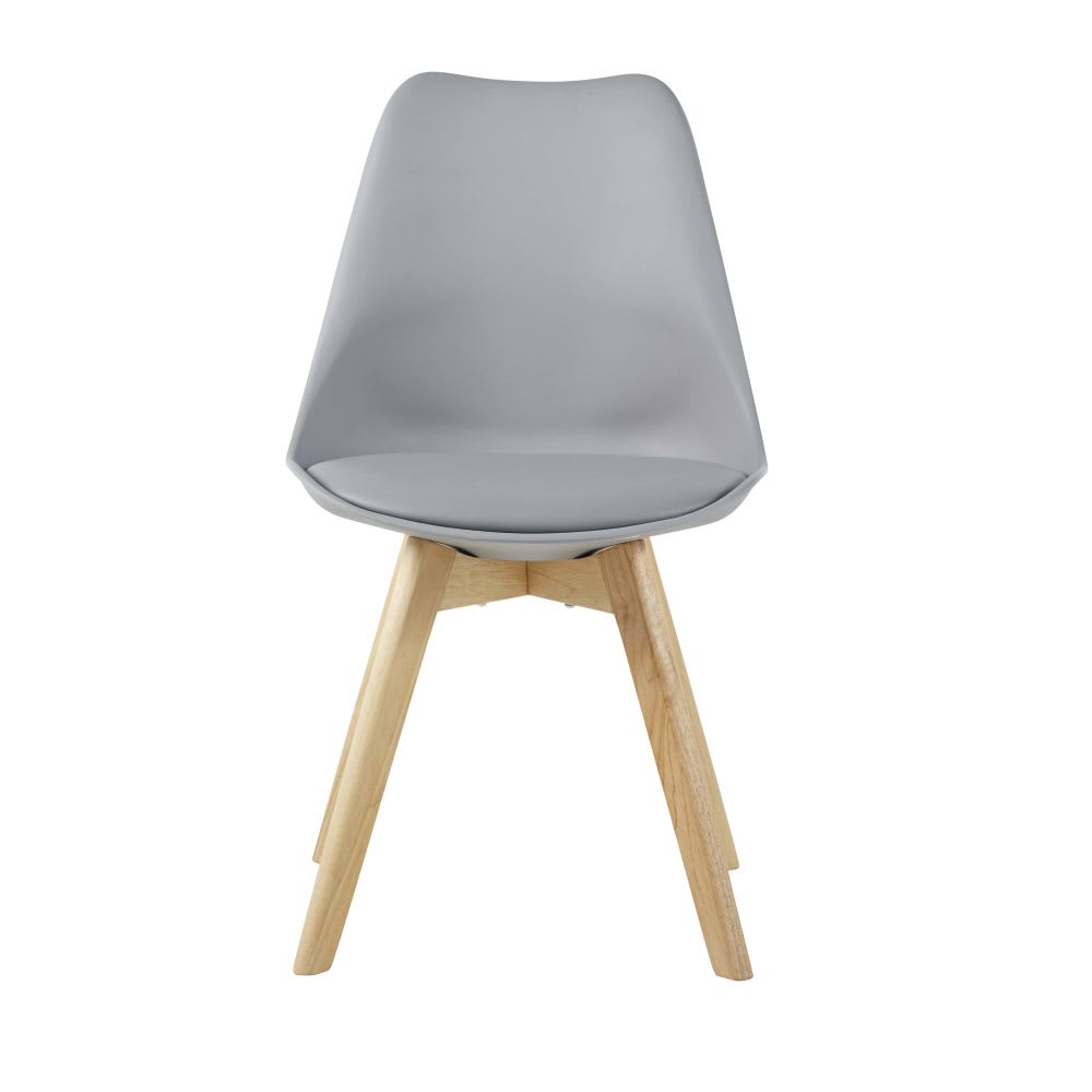 Chaise style scandinave gris acier et hévéa - Maisons du Monde