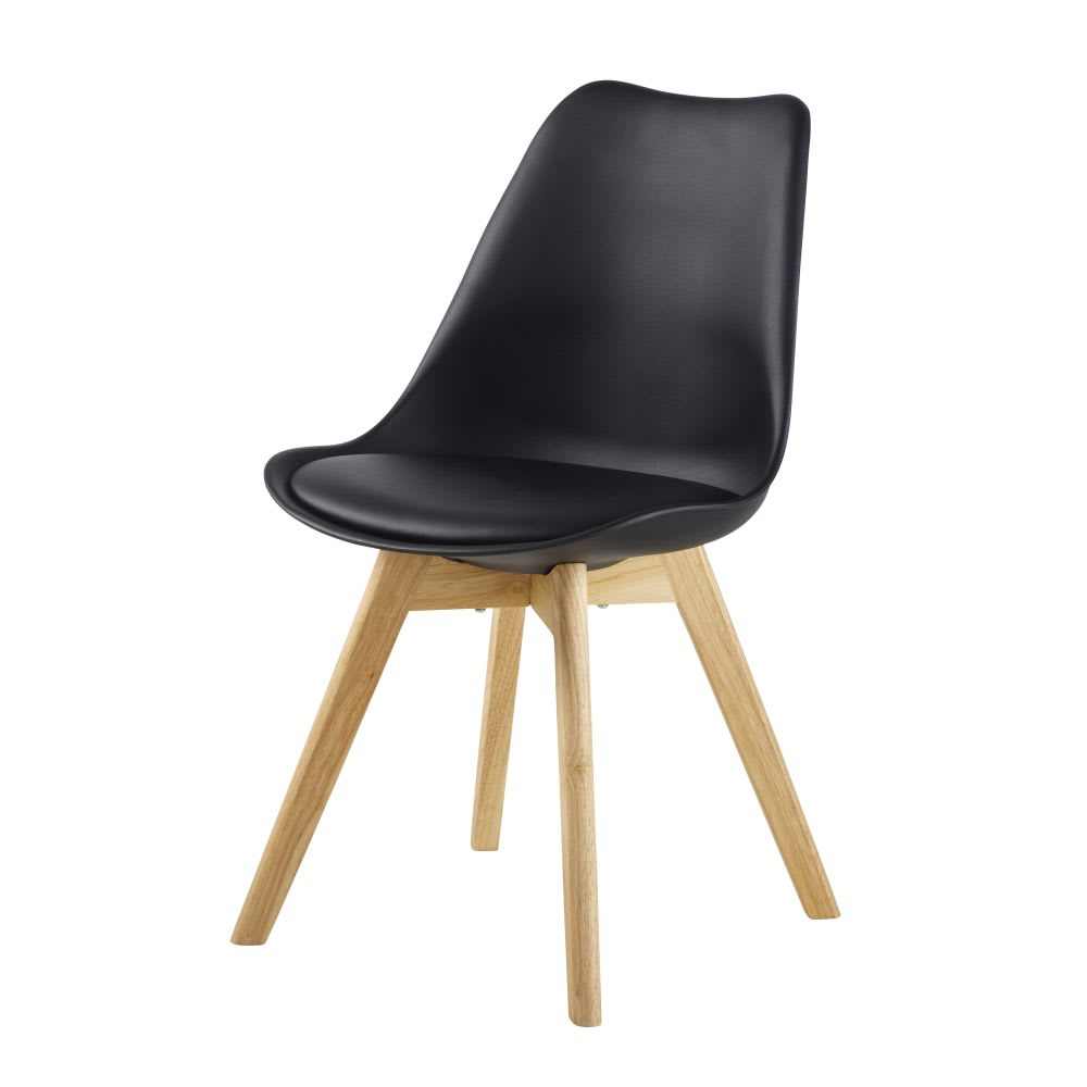 Chaise style scandinave noir ébène et hévéa — Beyit