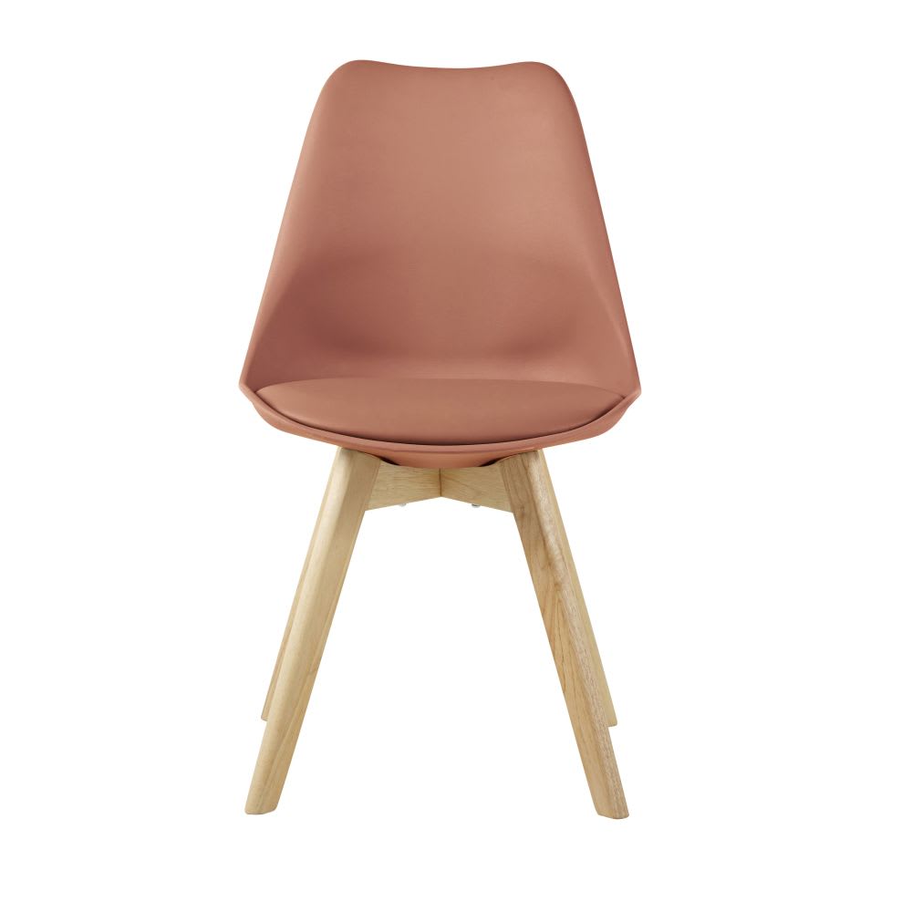 Chaise style scandinave terracotta et hévéa — vue 4