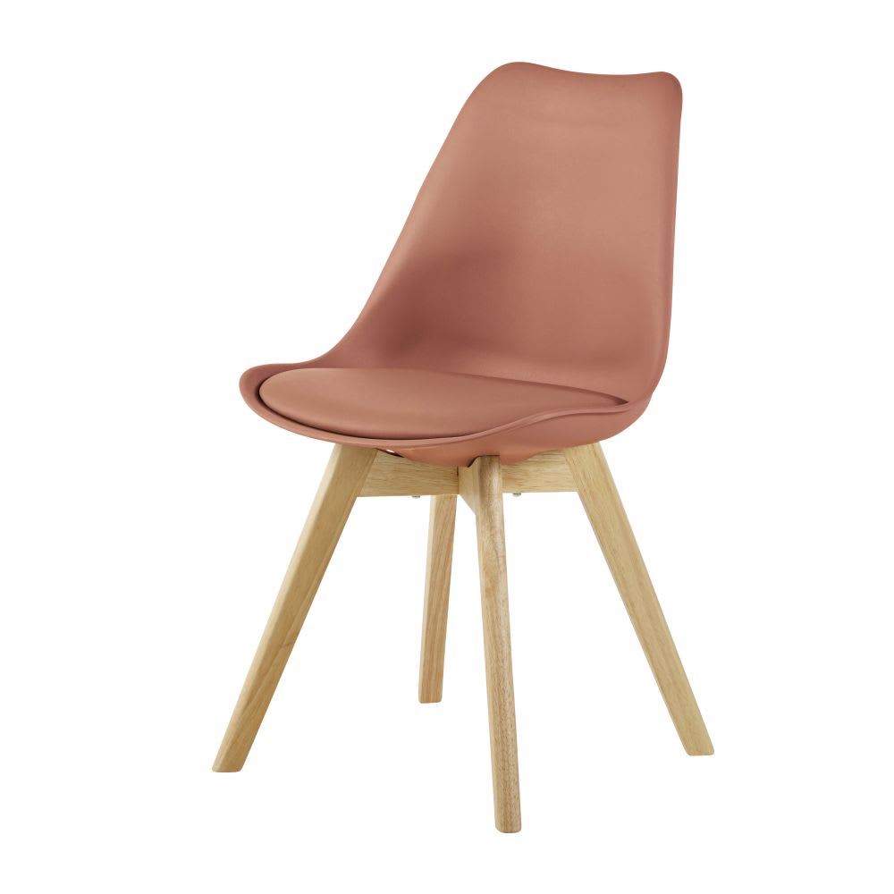 Chaise terracotta et pieds en bois d'hévéa — vue 3