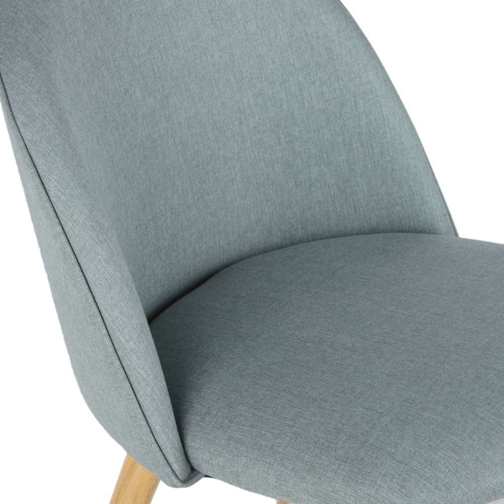 Chaise vintage en tissu recyclé gris-vert et acier imitation chêne — vue 4