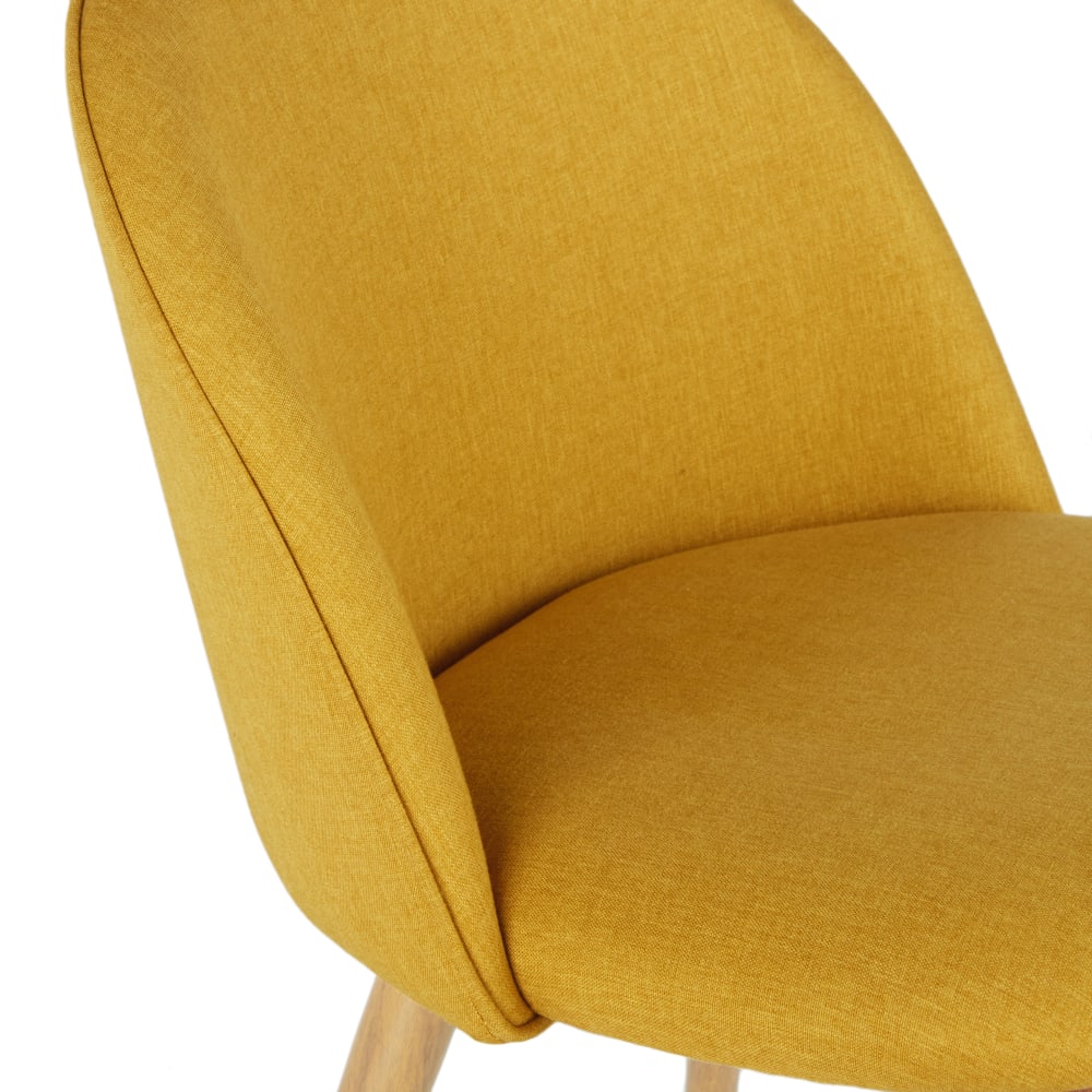 Chaise vintage en tissu recyclé ocre et acier imitation chêne — vue 4