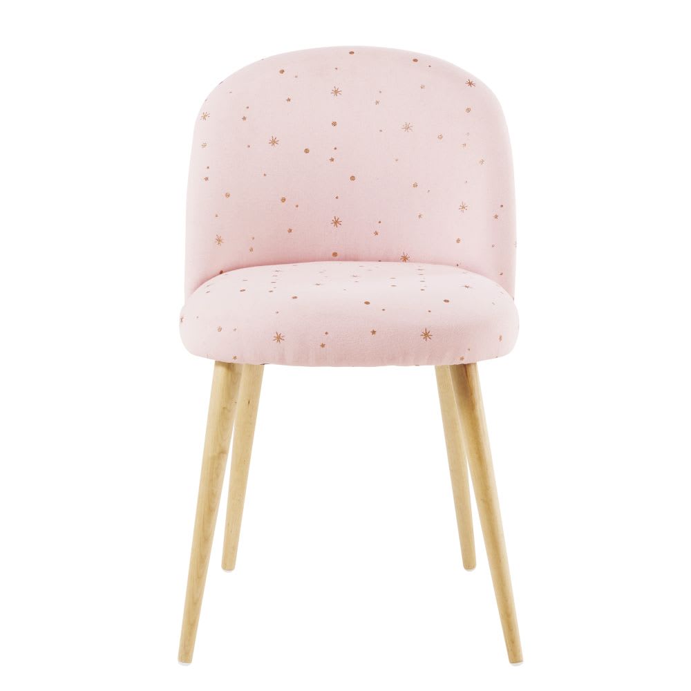 Chaise vintage enfant rose motifs étoiles dorées