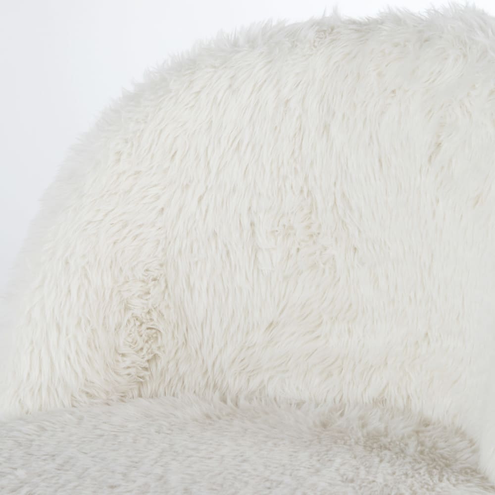 Chaise vintage imitation fourrure blanche et acier imitation chêne — vue 4