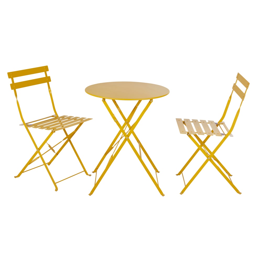 Chaises à dîner de jardin pliables en acier jaune (x2) — vue 4