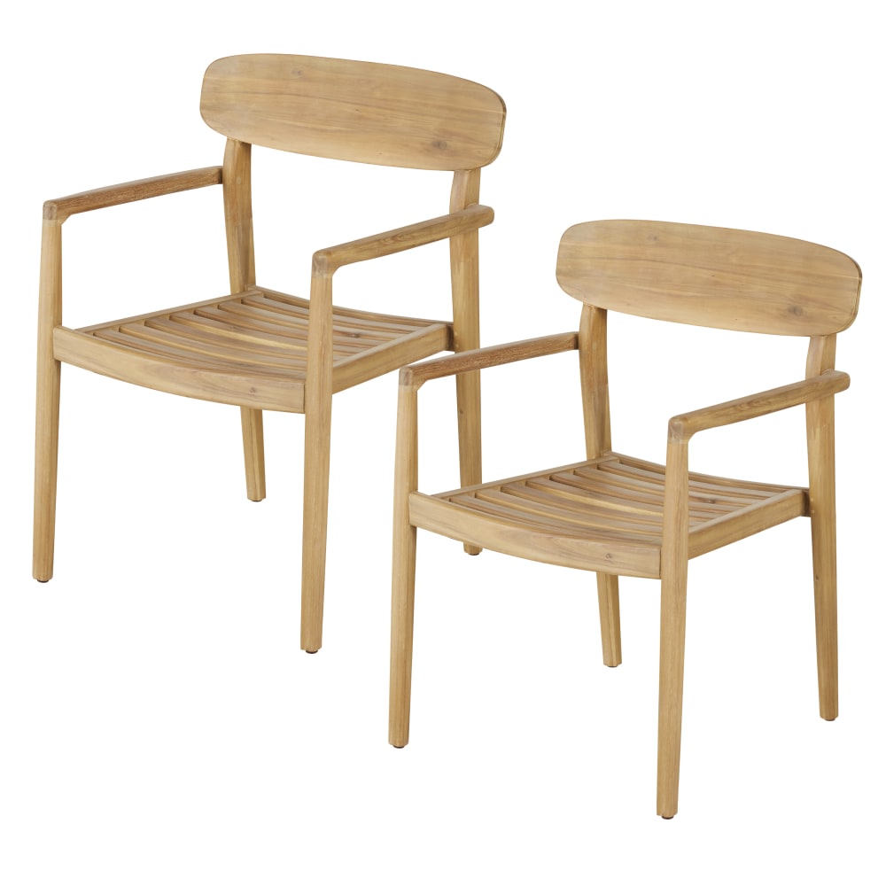 Chaises à dîner de jardin professionnelles en bois d'acacia (x2)