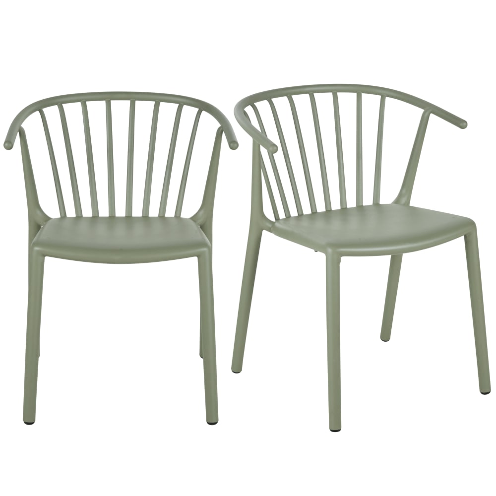Chaises à dîner de jardin professionnelles vert kaki (x2)
