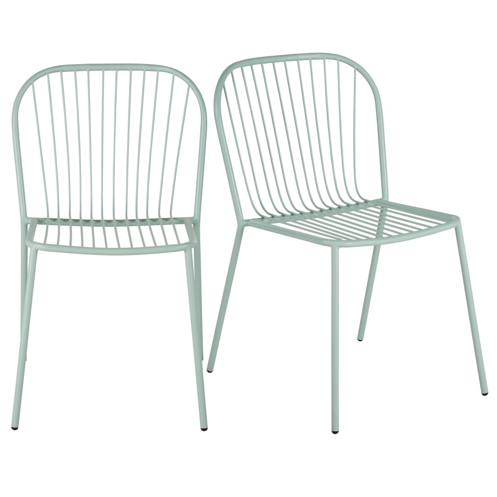 Chaises de restaurant en acier vert d'eau (x2)