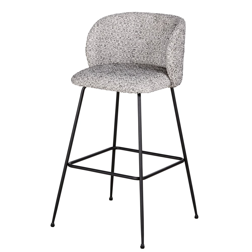 Chaises hautes de bar gris chiné et pieds en acier noir (x2) H77 - Maisons du Monde