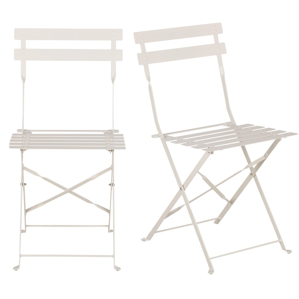Chaises pliantes de jardin en métal coloris argile (x2)