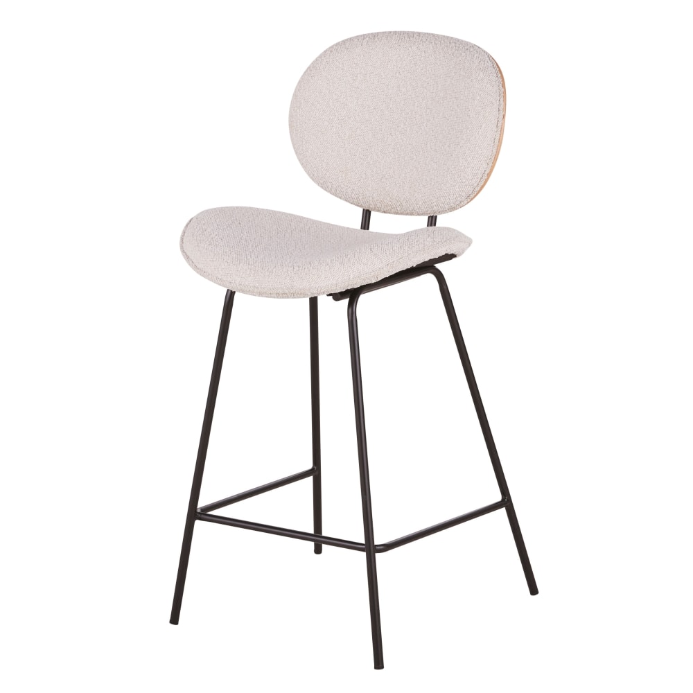 Chaises pour îlot central bouclettes blanches, bois de chêne et acier noir (x2) H65