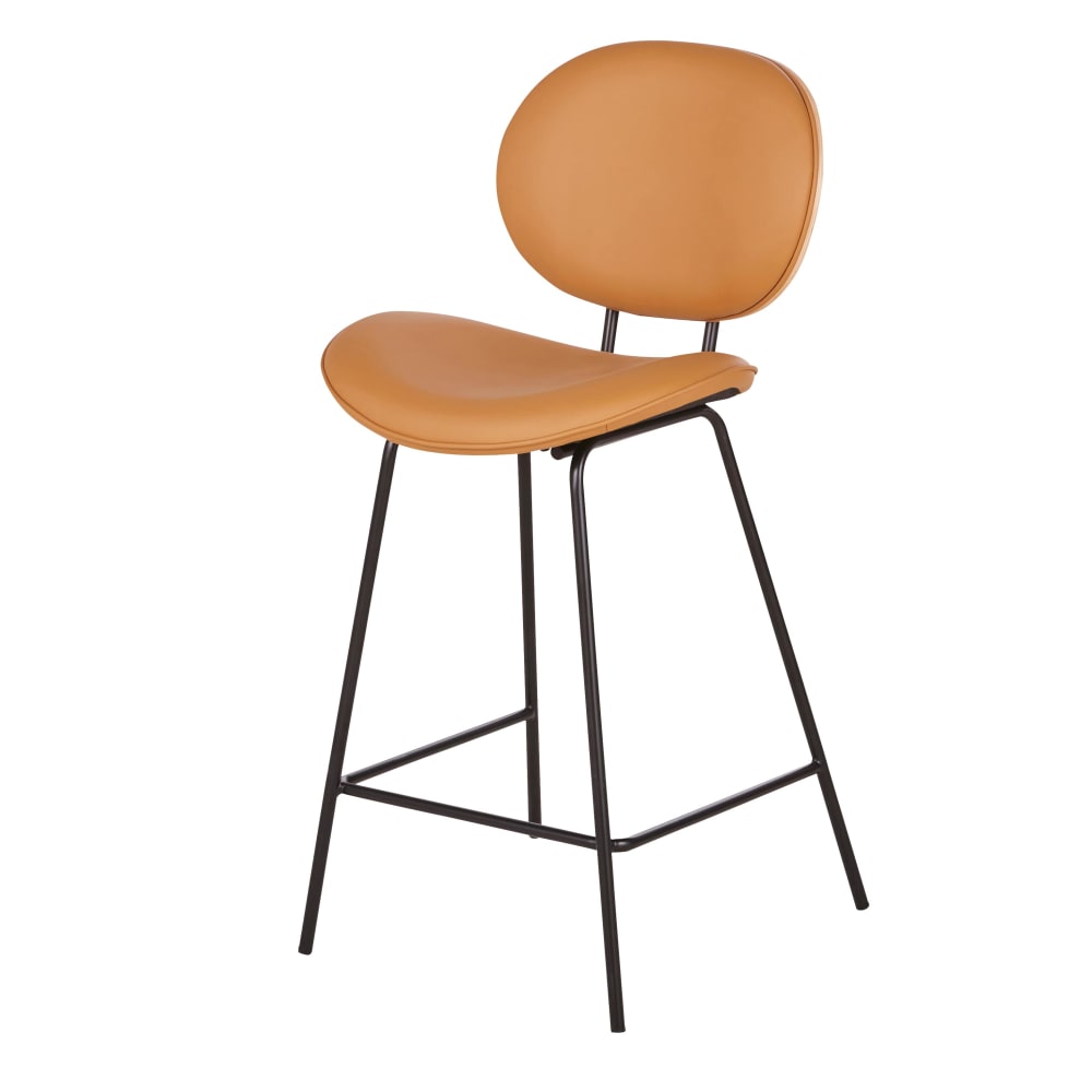 Chaises pour îlot central en suédine marron, bois de chêne et acier noir (x2) H65