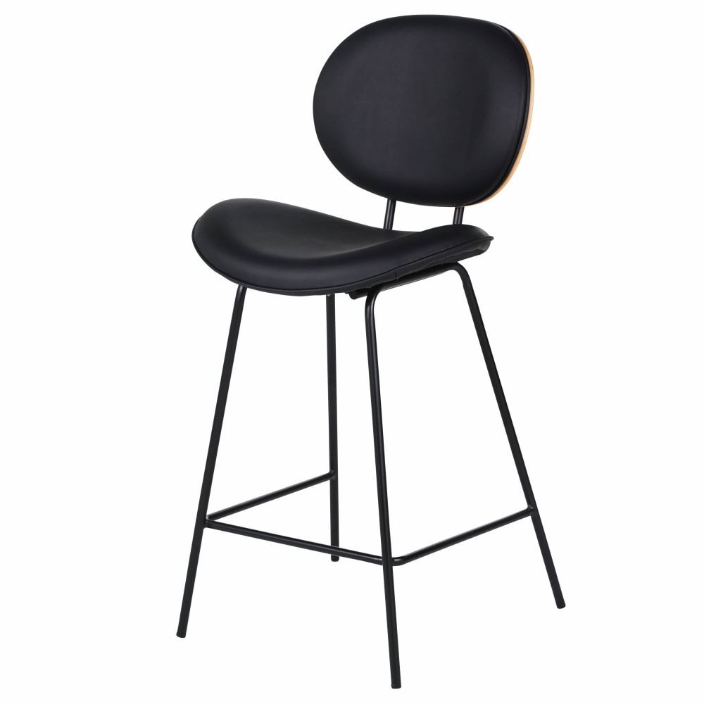 Chaises pour îlot central noire, bois de chêne et acier noir (x2) H65