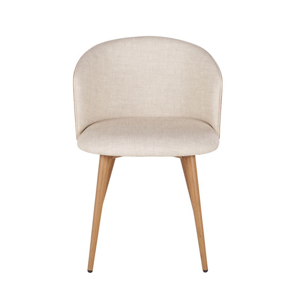 Chaises professionnelles beige tramé et dossier en bois de chêne (x2) — vue 4