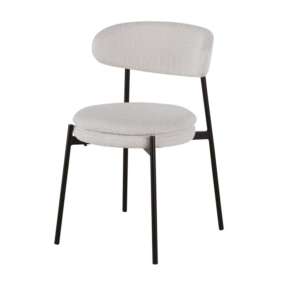 Chaises professionnelles bouclettes beiges et acier noir (x2)