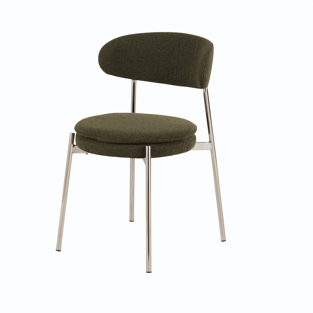 Chaises professionnelles en acier chromé et bouclettes vert kaki (x2) - Maisons du Monde