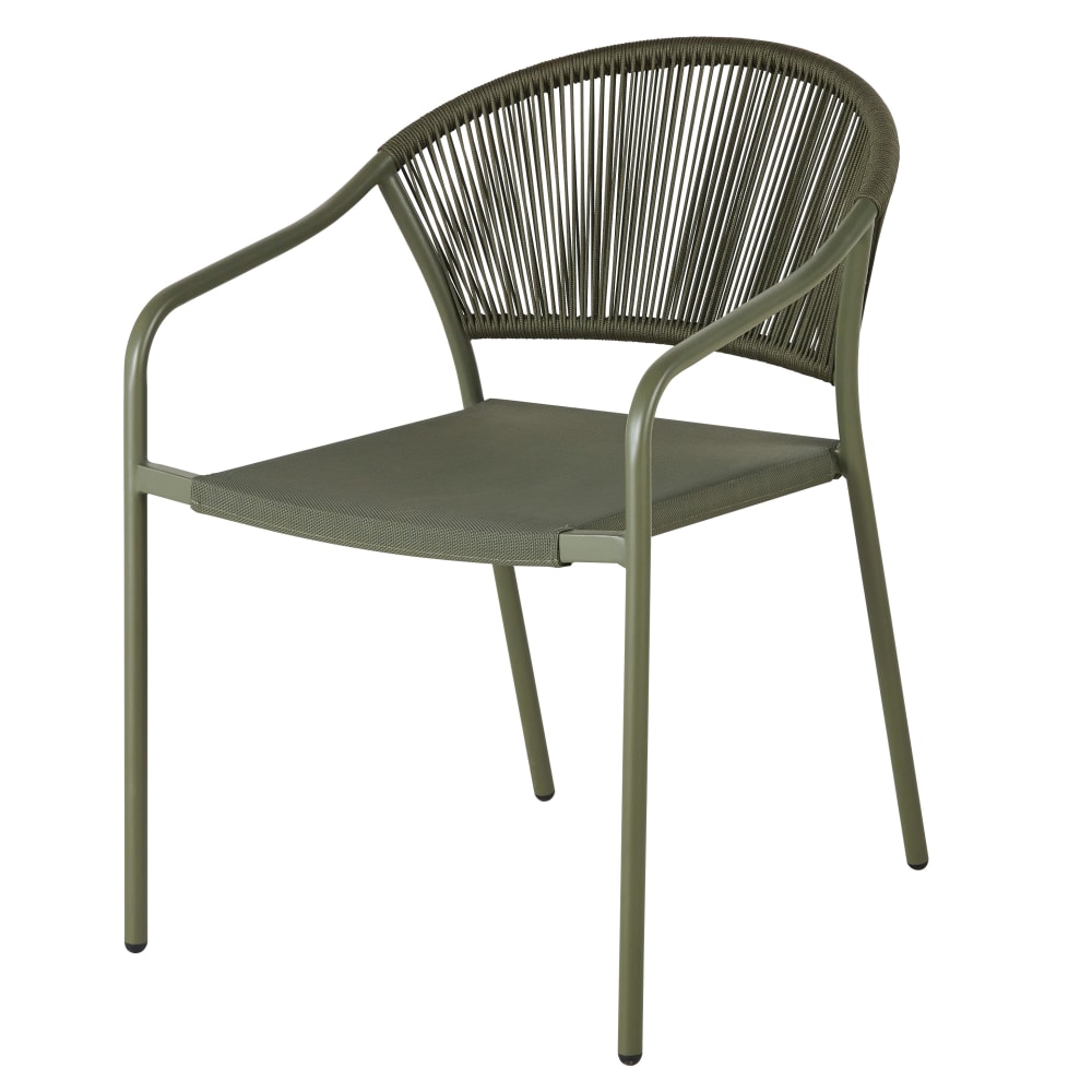 Chaises professionnelles en acier, tissu et corde vert kaki (x2) — vue 3