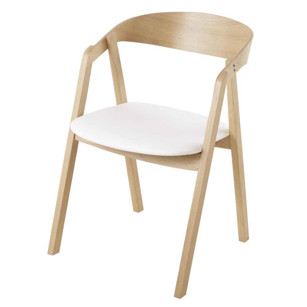 Chaises professionnelles en hêtre et tissu polyuréthane enduit blanc (x2) — vue 3