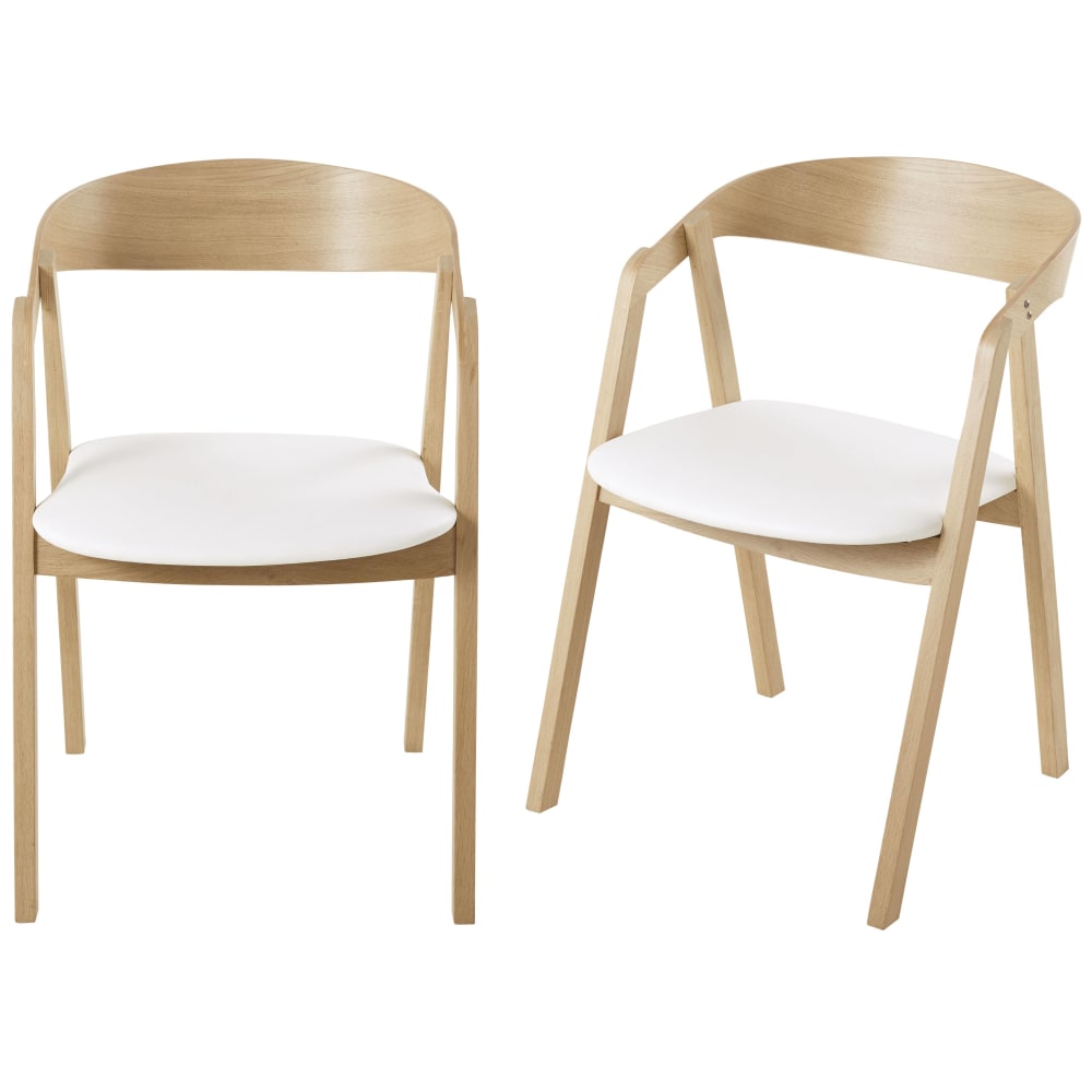 Chaises professionnelles en hêtre et tissu polyuréthane enduit blanc (x2)
