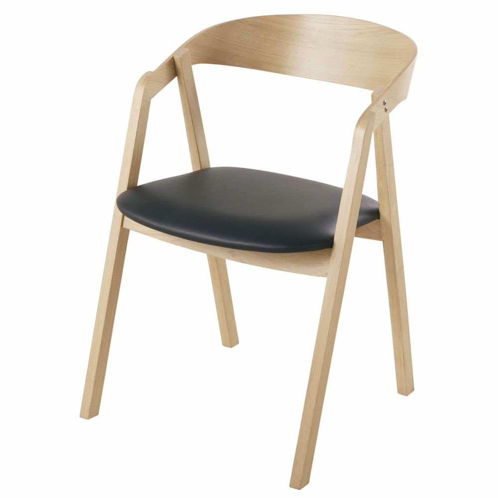 Chaises professionnelles en hêtre et tissu polyuréthane enduit noir (x2) — vue 3