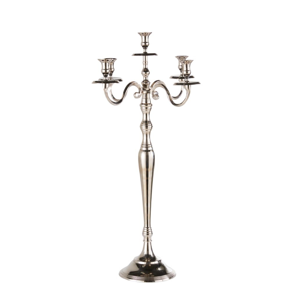 Chandelier 5 branches en métal argenté