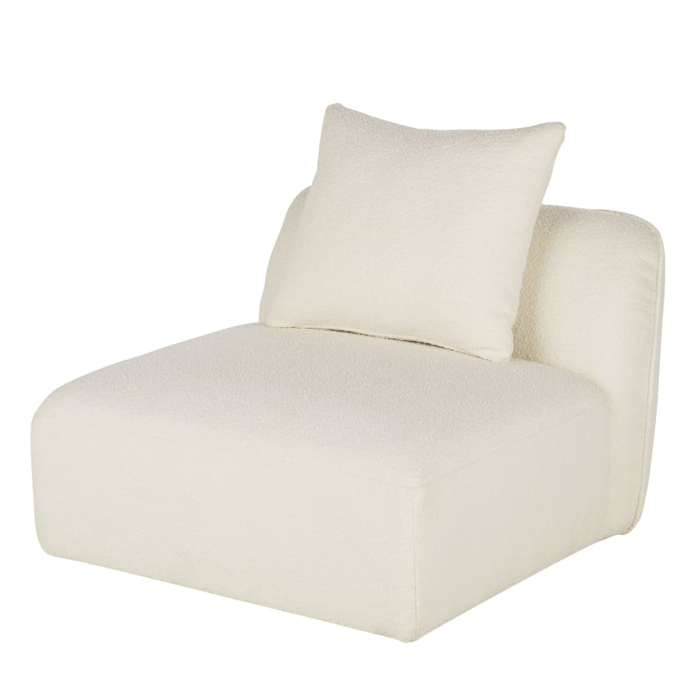 Chauffeuse 1 places pour canapé modulable tissu écru effet laine bouclée — vue 3