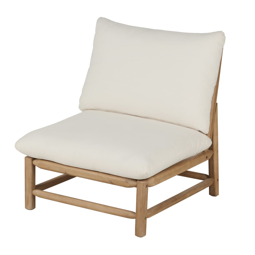 Chauffeuse de jardin modulable en bois d'acacia et polyester recyclé écru - Maisons du Monde