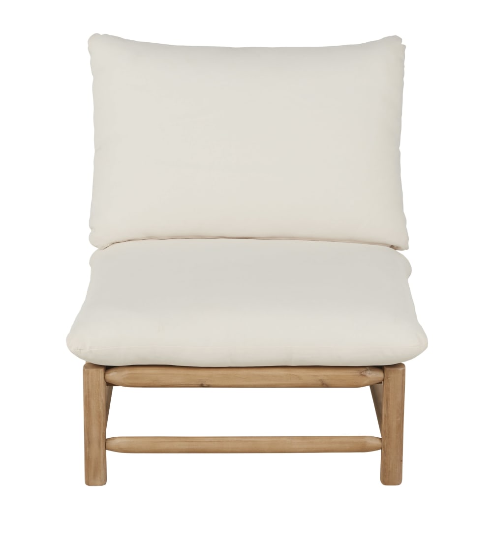 Chauffeuse de jardin modulable en bois d'acacia et polyester recyclé écru