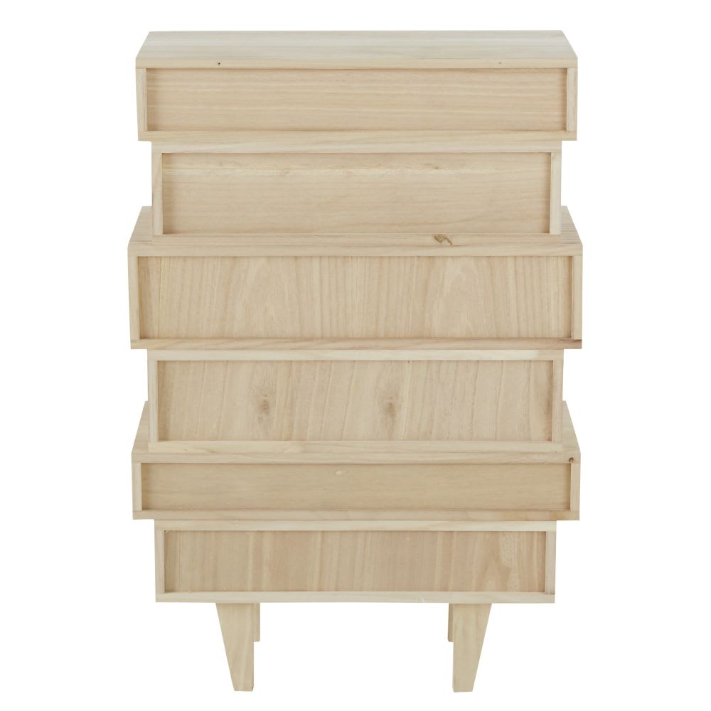 Chiffonnier style scandinave 6 tiroirs en paulownia blanc — vue 4