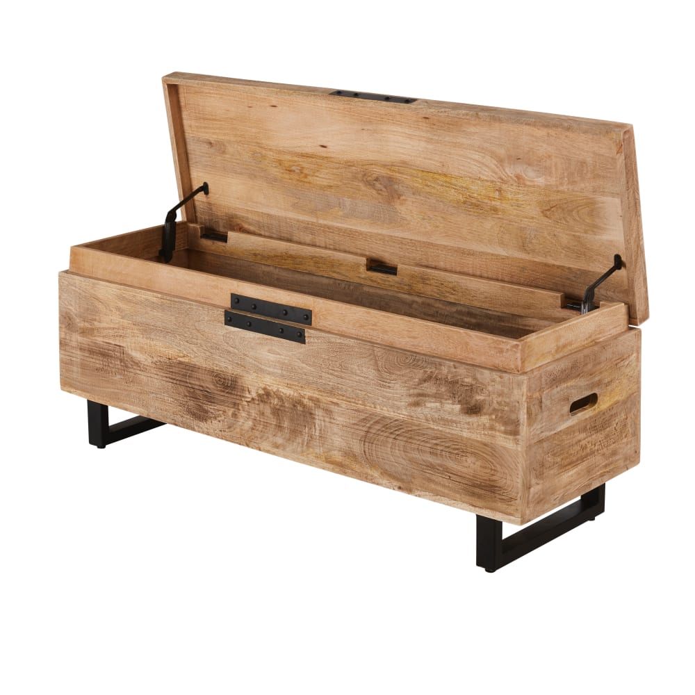 Coffre en bois de manguier et acier — vue 3