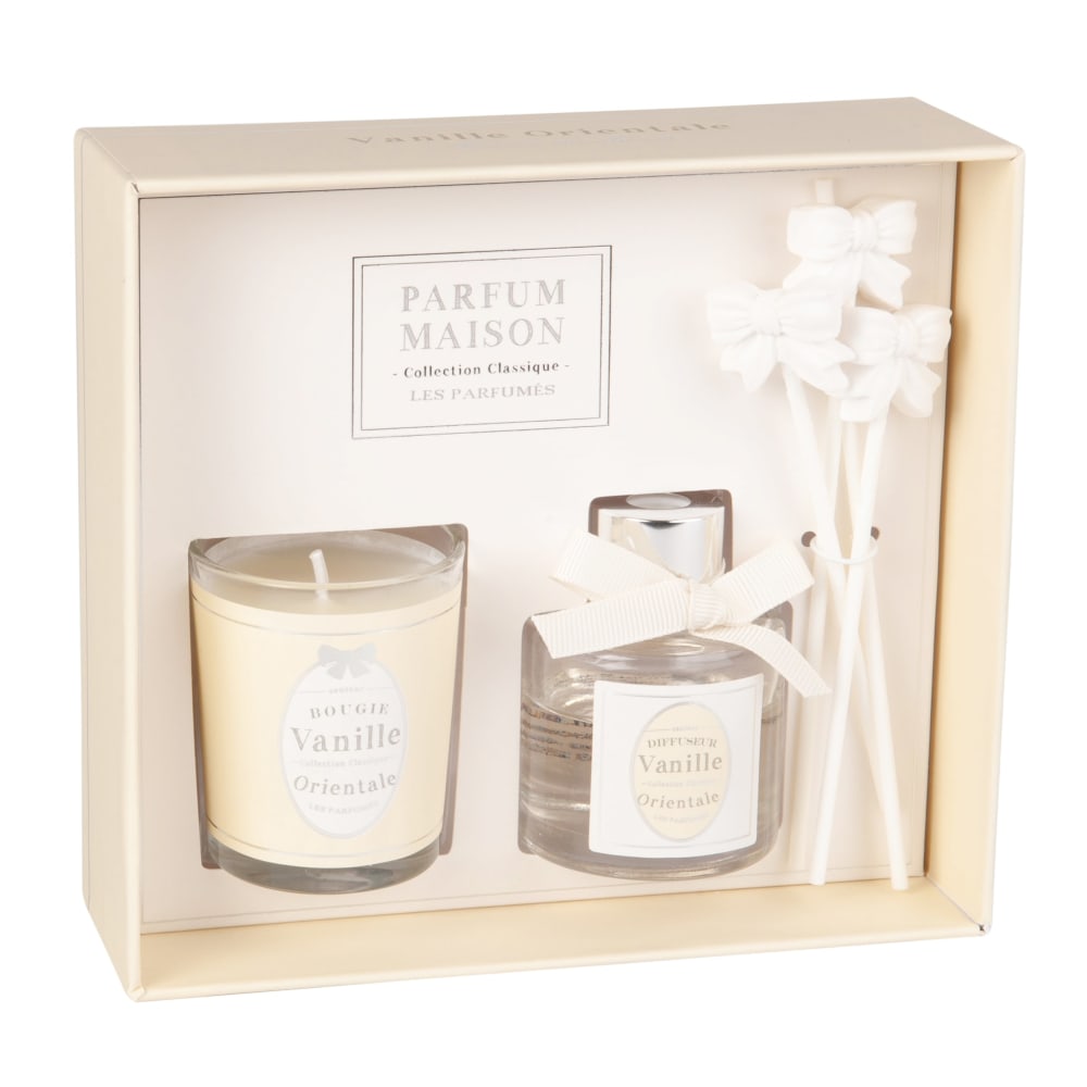 Coffret bougie parfumée 50g et diffuseur de parfum vanille orientale 30 ML