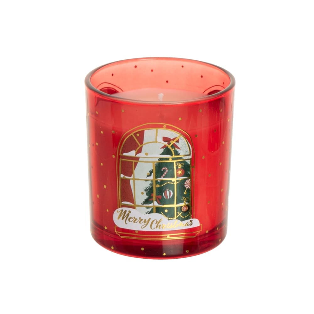 Coffret bougie parfumée en verre imprimés Noël rouges, blancs et verts - Maisons du Monde