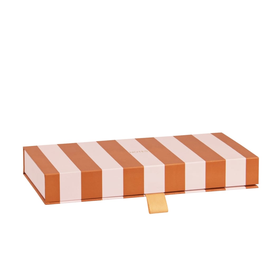 Coffret papeterie rose blush et marron