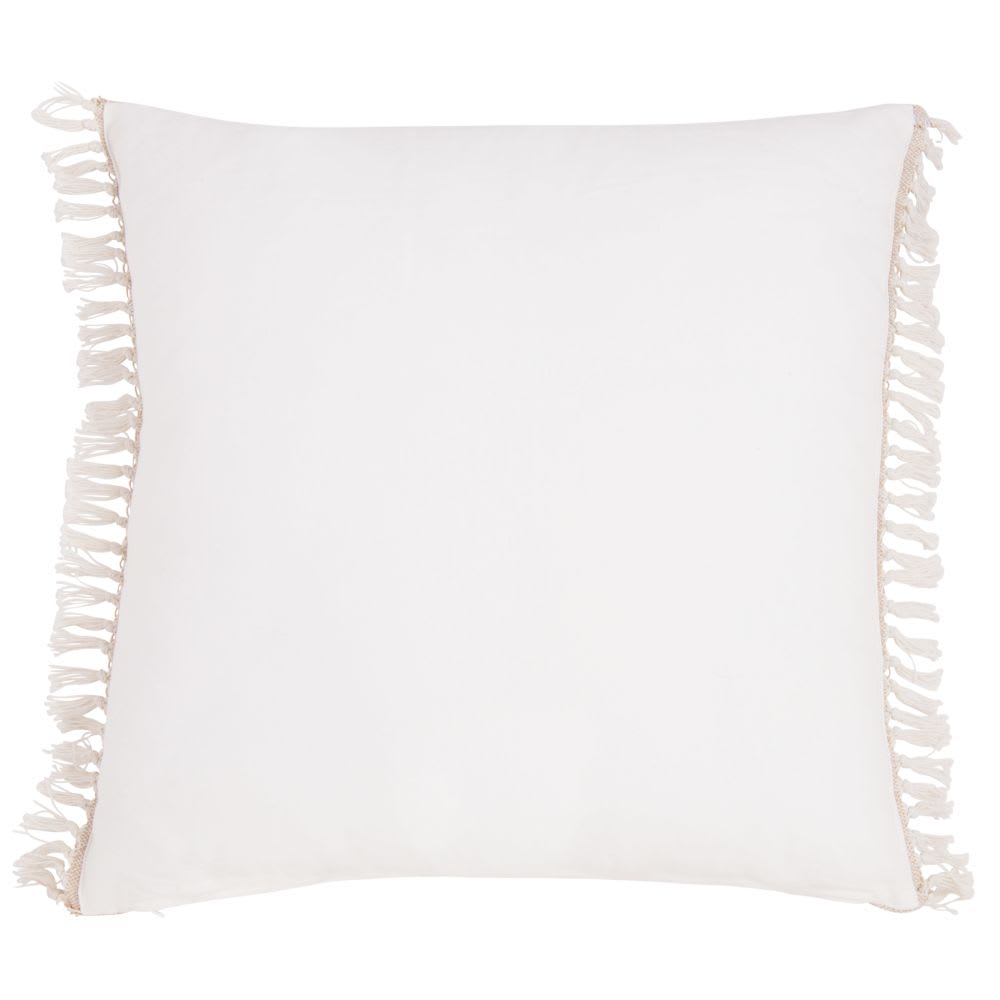 Cojín de algodón color beige con flecos 60x60 cm - Maisons du Monde