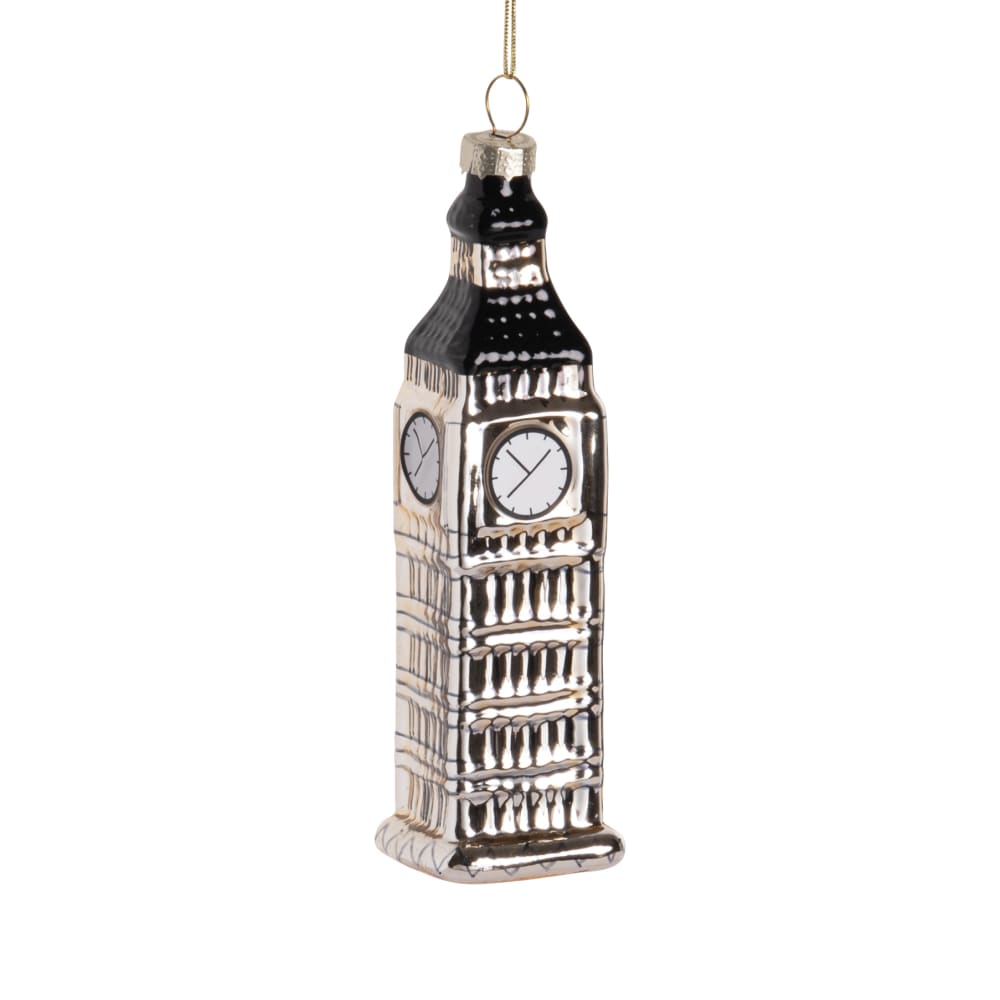 Colgante de Navidad Big Ben de vidrio dorado