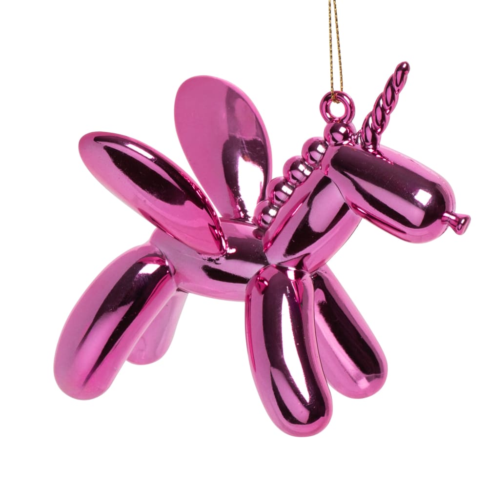 Colgante de Navidad con forma de unicornio rosa fucsia