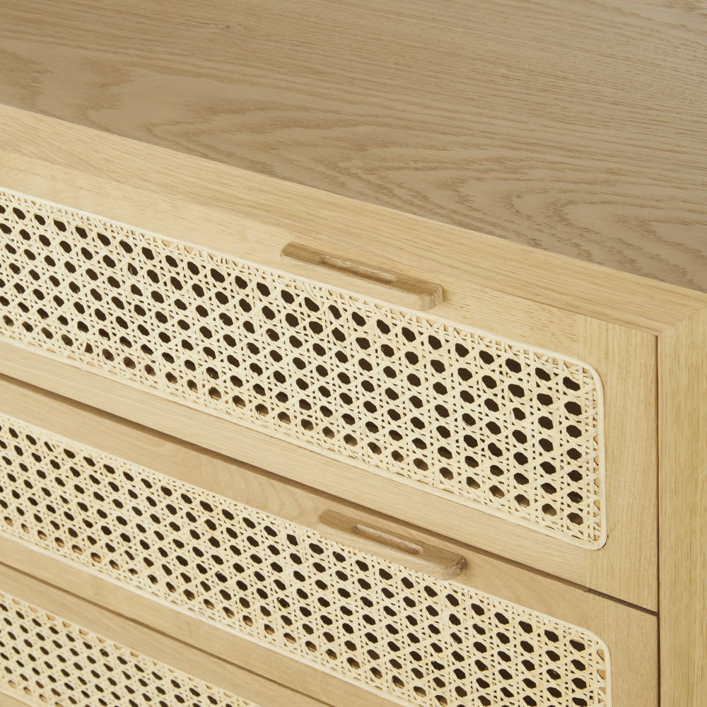 Commode 3 tiroirs cannage en rotin L100 — vue 4