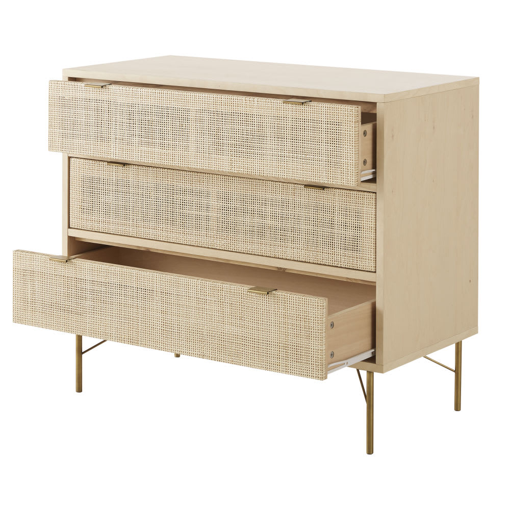 Commode 3 tiroirs cannage en rotin L90 - Maisons du Monde