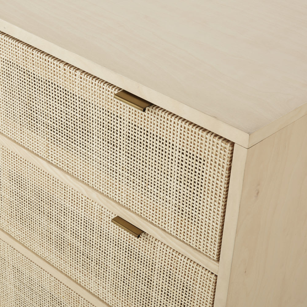 Commode 3 tiroirs cannage en rotin L90 — vue 4
