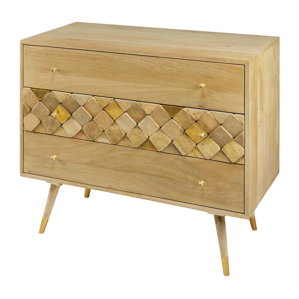 Commode 3 tiroirs en manguier massif L95 — vue 3