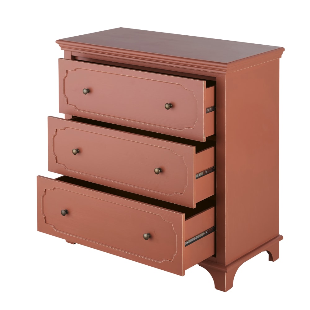 Commode 3 tiroirs terracotta et métal coloris laiton L83 - Maisons du Monde