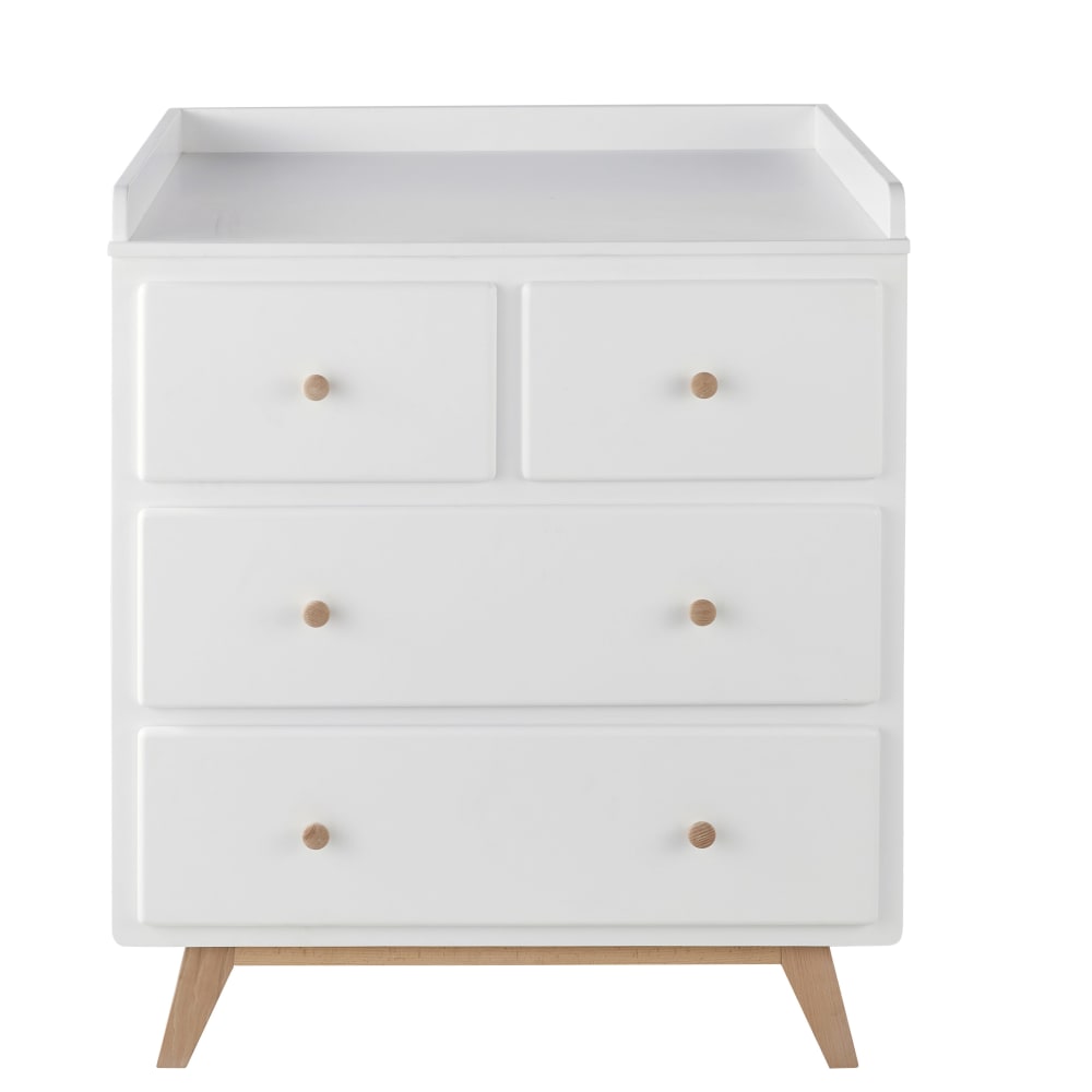 Commode à langer style scandinave 4 tiroirs blanche