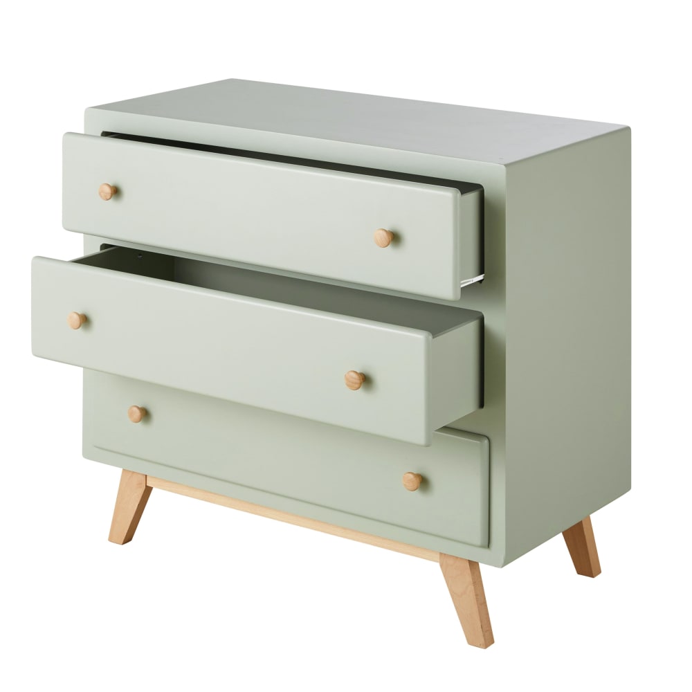 Commode compatible plan à langer 3 tiroirs verte L85 - Maisons du Monde